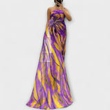 Renata | Jednoramenné maxi šaty s potiskem