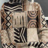 Dámský potištěný pletený rolákový svetr