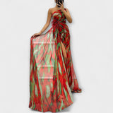 Renata | Jednoramenné maxi šaty s potiskem