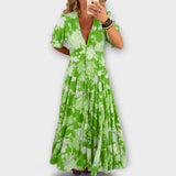 Zora | Květinové maxi šaty s výstřihem do V a kapsami