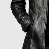 Adelina - Kožený kabát z italské kůže s knoflíky