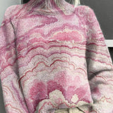 Dámský svetr s tradičkou, barevný umělecký tisk a vzor přechodových barev