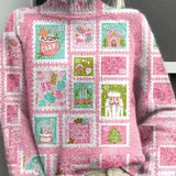 Vánoční razítko pro ženy, umělecká tiskovina, pletený rolákový svetr