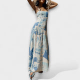 Valentýna | Maxišaty z lněné směsi s potiskem