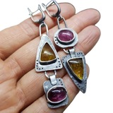 Retro trojúhelníkové geometrické náušnice