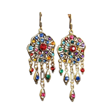 Retro barevné mandalové náušnice