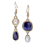 Retro náušnice s modrým kamenem