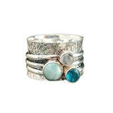 Retro prsten s přírodním modrým kamenem