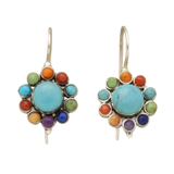 Vícebarevné kulaté náušnice v tyrkysové barvě