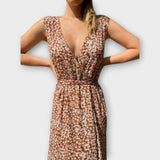 Gita | Letní boho maxi šaty bez rukávů s květinovým vzorem