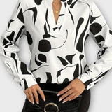 Joana - Stylová dlouhá rukávová blůza s ostrým výstřihem