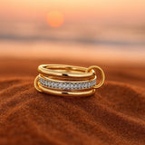 Kulta-kamenný prsten se zirkony