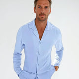 Lněná plážová košile - Světle modrá