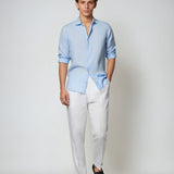 Esenciální Lněná Košile - Světle Modrá