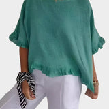 Lehký lněný top s volány a řasením