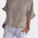 Lehký lněný top s volány a řasením