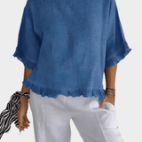 Lehký lněný top s volány a řasením