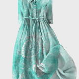 Azurové šaty s potiskem mořské želvy