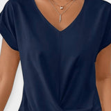 Pohodlný svetr s krátkým rukávem ve tvaru V