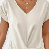 Pohodlný svetr s krátkým rukávem ve tvaru V