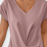 Pohodlný svetr s krátkým rukávem ve tvaru V