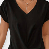 Pohodlný svetr s krátkým rukávem ve tvaru V