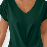 Pohodlný svetr s krátkým rukávem ve tvaru V