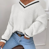 Marina | Pruhovaný pletený svetr s waffle vzorem