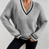 Marina | Pruhovaný pletený svetr s waffle vzorem