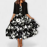 Božetěška | Květinové midi šaty s ladícím přehozem