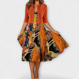 Božetěška | Květinové midi šaty s ladícím přehozem