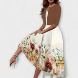 Božetěška | Květinové midi šaty s ladícím přehozem