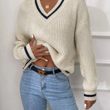 Marina | Pruhovaný pletený svetr s waffle vzorem