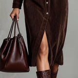 Novi | Midi šaty s náprsními kapsami