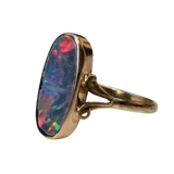 Retro prsten s barevným opálem