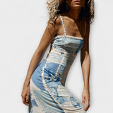 Valentýna | Maxišaty z lněné směsi s potiskem