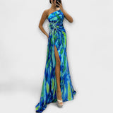 Renata | Jednoramenné maxi šaty s potiskem