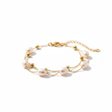 Stylový zlatý perlový náramek