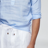 Lněná Pop-over Košile - Světle Modrá